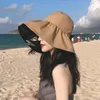 ワイドブリムハットブラックプラスチックUV日焼け止め帽子女性サマーカバーフェイスサンフィッシャーマンビッグアンチラトラビオレットバイザー