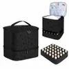 30 grilles ongles organisateur sac de maquillage cosmétique manucure cas professionnel double couche conception vernis à ongles gel sac à main avec poignée t4At #