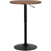 Plates Round Cocktail Bar Table With Metal Base Rotatable Tall Bistro Pub Adjustable Height Brown Wood Texture Top Counter