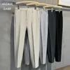 2023 Spring Summer Mens Casual Spods Suit Spant Slim Fit Work Work Elastic Talist Jogging Spodni Mężczyzna szary plus 40 42 240326