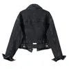 Женские шорты джинсовая куртка мода повседневное пальто Черное отворотное отворотное однобортное однобортное женское покрытие S M L XL XXL XXXL 240323