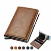 Dienqi Top Qualité Portefeuilles Hommes Mey Sac Mini Bourse Mâle Vintage En Cuir Marron Rfid Titulaire De La Carte Portefeuille Petit Portefeuille Intelligent Poche e3Xp #