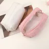 Femmes Pink White Cott Fr Broderie Pillow Cosmetic Sac de grande capacité Organisateur de maquillage de grande capacité Sac de rangement de voyage portable H2IM #