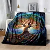 3D Print Tree of Life Filt Color Soft Plush Flanell Throw For Living Room Bedroom Bed Soffa Picnic Travel 240326