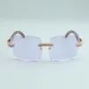 Venda imperdível óculos de sol com lentes quadradas grandes micro-pavimentadas diamantes pavão natural padrão templos de madeira L-3524012-e tamanho 56-18-135 mm