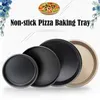 2024 6/8 tum rund pizzaplatta Pizza Pan Deep Dish Tray Carbon Steel Non-Stick mögel Bakningsverktyg Bakning Mögel Pan Mönster för pizzaplatta