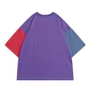 Harajuku, оригинальная нишевая свободная женская футболка, летняя хлопковая женская футболка, топы, винтажные цветные блоки, с короткими рукавами, 240328