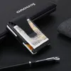 Dienqi Carb Fiber Card Holder Mini Aluminio Metal RFID Magic Men's Wallet E3uX #