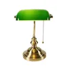 Lampes de table Lampe de banquier vintage classique E27 avec interrupteur en verre vert abat-jour couverture lampes de bureau pour chambre étude lecture à domicile