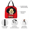 Bolsas de Almuerzo c aislamiento de Mafalda, Bolsa enfriadora, ctenedor de comida Quino Argentina, caja almuerzo dibujos animados, alta capa B4Lq#