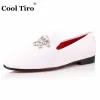 Klänning 831 Veet Men White Loafers Röker tofflor Rhinestones Crystal Tassel Party Wedding Flats Casual Shoes Slip Moccasins 5