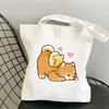 Sac de boutique de femmes mignons chien imprimé harajuku réutilisable shopper canvas sac fille sac à main