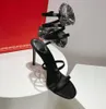 New Snake Wrapped Sandals Rene caovilla Full Diamond Rose Blossom Satin Crystal Fairy Style Designer High Heels eu35-43 with Box