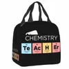 chemistry Teacher Periodic Table Insulated Lunch Tote Bag for Kid Science Lab Tech Portable Thermal Cooler Food Lunch Box School e2Nu#