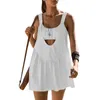 Robes décontractées Edhomenn Femmes Tennis Combishorts Solide Couleur Sans Manches Courtes Combinaisons D'été Croix Dos Nu Cami Barboteuses Survêtements De Sport