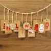 Décorations de Noël 100sets Kraft Ptinted Gift Tag Noël Présent Cartes de décoration pour la fête DIY Étiquette de prix Hang HolidayGarment