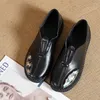 Mocassins en cuir à fleurs pour femmes, chaussures décontractées, à enfiler, Non noires, plates, printemps, 2024