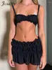 Dames Zwemkleding Jusahy Strandbikini met ruches Dames Effen Uniek Superkorte ophanging Camis Gestapelde hoge taille Heuprok Dames Vakantie