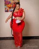 2024 Plus Size Aso Ebi Prom für schwarze Frauen Abendkleider elegante schulterperlen Spitze Perlenquasten Geburtstagskleider zweite Empfangskleid Gala Am615 407