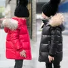 Manteau en duvet de canard pour enfants, veste d'hiver 90% mi-longue, vêtements d'extérieur épais et chauds pour garçons et filles de 1 à 14 ans, Parka Dwq913