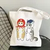 carto mignon chat harajuku réutilisable shopper canvas sac fille sac à main sac épaule sacs sacs de boutique féminine m2tn # #