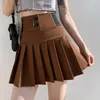 Rokken Y2K Harajuku Knop Brief Gedrukt Plooirok Elastische Hoge Taille A-lijn Mini Koreaanse Mode School Kawaii Vrouwen