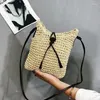 Sacos de ombro viagem feminina tote praia rattan saco mão tecido palha boêmio verão bolsa vime crossbody bolsos