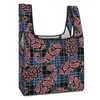 Shopping Bags Customized Printed Collapsible Bag Double Strap Handbag Blue Check Print Tote Casual Woman Grocery Custom Pattern