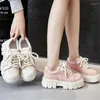 Casual Shoes 6cm Spring Fashion Round Toe Autumn Ladies Luxury Sneakers Rom Platform Wedge Women Ko äkta läderpumpar