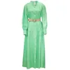 Sophisticated and Trendy Women's Polka Dot Print Long Dress with Stand Collar Ideal for a Fashionable and Elegant Style