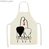 Grucciali 1 PC cucina Apron A Gatto carino cartone animato Cat Sleevevelette di lino in cotone per uomini per uomini Donne Strumenti per la pulizia domestica Kussenhoes 45x45 Y240401