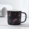 Canecas 350ml retro cerâmica áspera caneca japonesa impressa xícara de água cerâmica feminina casa café alta beleza grande capacidade leite