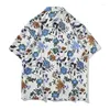 Camisas casuais masculinas verão oversize baggy camisa homens flor impressa praia moda coreano streetwear botão de manga curta tops roupas masculinas