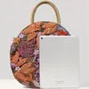 Женские цветочные блестки и сумка для соломенной тотации, ретро -этническая круглая сумочка, подходящая для Vacati, путешествия, вечеринки и магазина R8zz#