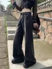 Calças de brim femininas 2024 primavera outono mulheres preto cinza lavado cintura alta na moda calças jeans y2k harajuku rua perna larga baggey