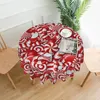 Table Cloth Swirl Candy Christmas Tablecloth Round Washable Cover For Kitchen Dining Picnic Party Indoor Outdoor Mats 60 Inch