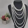 Catene Collana girocollo con perle imitazione vintage Accessori flapper Art Déco per donna Collane multistrato bianche