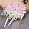 Party Supplies 10 Pieces Happy Mother's Day Cake Decoration Cupcake Insert Card Supplies-Pink
