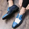 Boots Glazov Brand Fashion printemps automne Nouveaux hommes chaussures de brogue Bullock Men de robe chaussures homme Chaussures de mariage Laceup Couleur mixte blanc / bleu