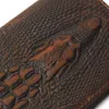 mens Crocodile Head Pattern Wallet Crazy Horse 100% Genuine Leather Purse Top Grade Soft Lg Branded Coin For Men k8Iv#