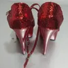 Dance Shoes Red Sequins 15CM Sexy Super High Heel Sandals Platforms Pole / Performance /Dance Wedding