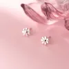 Stud Earrings ITSMOS Created Emerald S925 Silver Flower Diamond Three-Petal Plant For Women Mini Dainty Jewelry