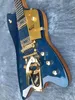 6199TW Billy Bo Jupiter Fire Thunderbird Western Orange Guitar Guitar Steer Head Close Perloid Inclays, Bigs Tremolo Bridge, Gold Hardware, Arrond Up 369