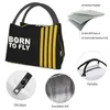 born To Fly Flight Pilot Thermal Insulated Lunch Bag Aviati Aviator Captain Lunch Tote Box for Women School Picnic Food Bags c3wx#