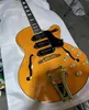 Guitare jaune semi-creuse à six cordes, image réelle, livraison gratuite, en stock