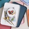 Figuritas decorativas, bandeja de té Rectangular, antideslizante, resistente a los arañazos, organizador de cocina de plástico para alimentos, postre de frutas para el hogar