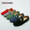 Casual Shoes Dekabr Loafers män handgjorda läder svart körlägenheter blå slip-on moccasins plus storlek 46 47 48