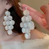 Brincos pendurados elegante temperamento zircão pérola flor pétala borla gota para mulheres luxo design criativo festa jóias