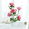Fiori decorativi Eterni Vaso per piante artificiali Fiore di seta finto Decorazioni per la casa Bella disposizione fai-da-te Finto in vaso