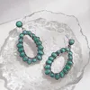 Kolczyki Dangle Faux Turquoise Bohemian Styl z geometrycznym projektem kształtu retro nierdzewna dla kobiet